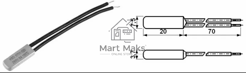 Термостат биметаллический KSD9700 5А/20 С нормально разомкнутый