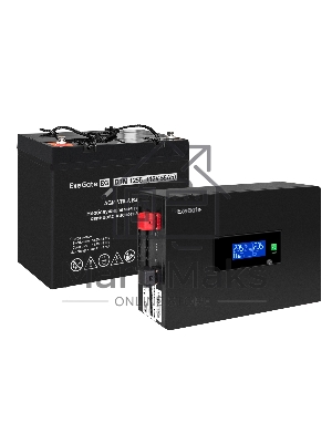Комплект Источник бесперебойного питания EX295992RUS + батарея 55Aч EX285667RUS 1шт (инвертор, синус, для котла, PF=1, настенный) ExeGate IdealSine SR-600.LCD.2SH <600VA/600W, чистая синусоида, цветной LCD-дисплей, 2*Schuko, крепление настенное, черный> +