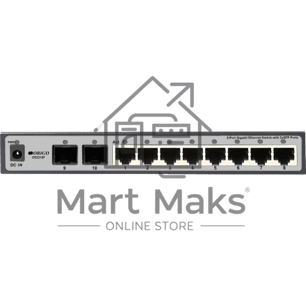 Неуправляемый коммутатор ORIGO Unmanaged Switch 8x1000Base-T, 2x1000Base-X SFP, metal case