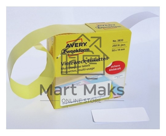 Этикетки самоклеящиеся Avery Zweckform 3833 50x19 мм, 250 шт, универсальная, 70 г/м2, белый (упак.:1рул)