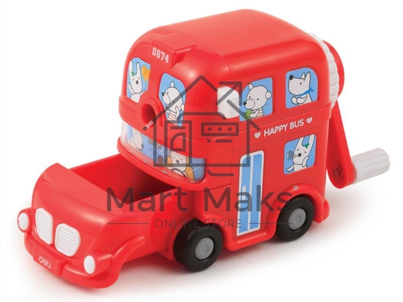Точилка для карандашей механическая Deli BUS E0674, 1 отверстие, пластик, ассорти, коробка