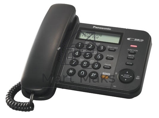 Телефон проводной Panasonic KX-TS2358RUB черный АОН,Caller ID,ЖКД,блокировка набора,выключение микрофона,кнопка 