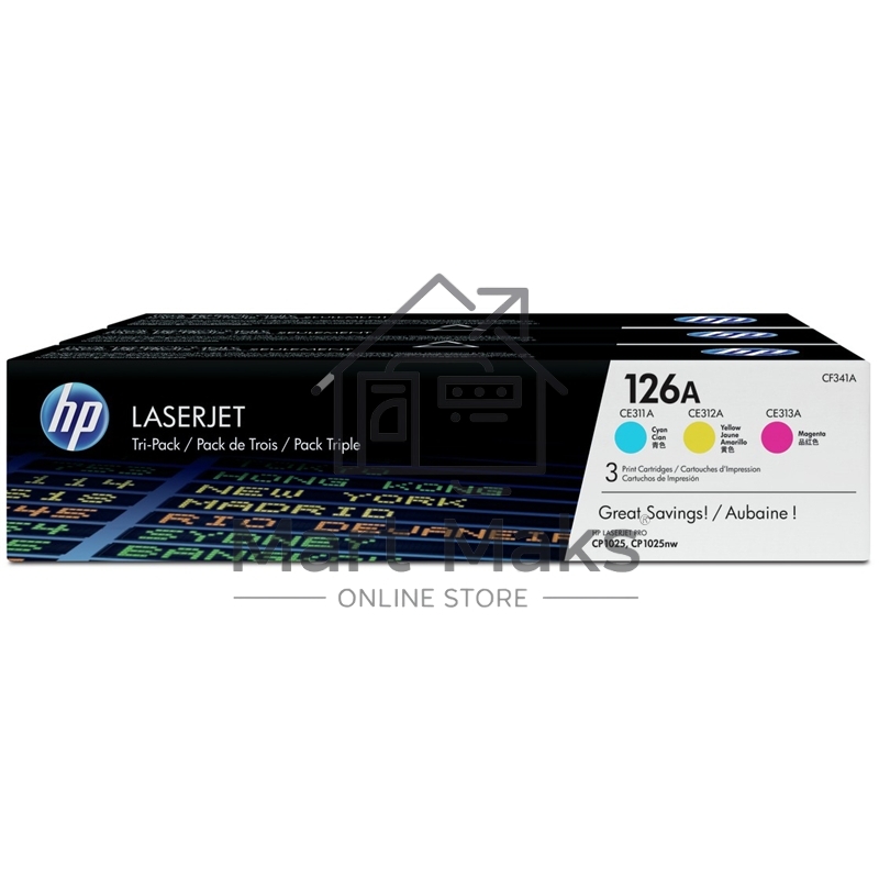 Картридж лазерный комплект HP CF341A голубой/пурпурный/желтый для LJ CP1025 3 х 1000 стр