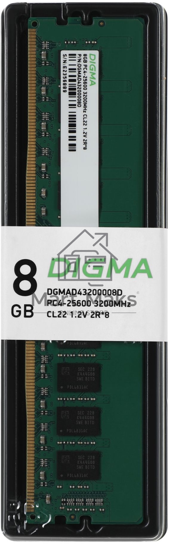 Оперативная память Digma, DDR4, 8GB (1x8GB), 3200MHz, CL22, DIMM