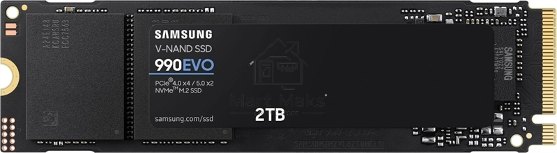 Накопитель SSD Samsung 990 EVO, 2000GB, PCIe 4.0 x4, M.2 2280, NVMe, R/W 5000/4200