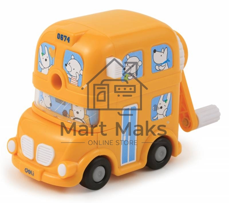 Точилка для карандашей механическая Deli BUS E0674, 1 отверстие, пластик, ассорти, коробка