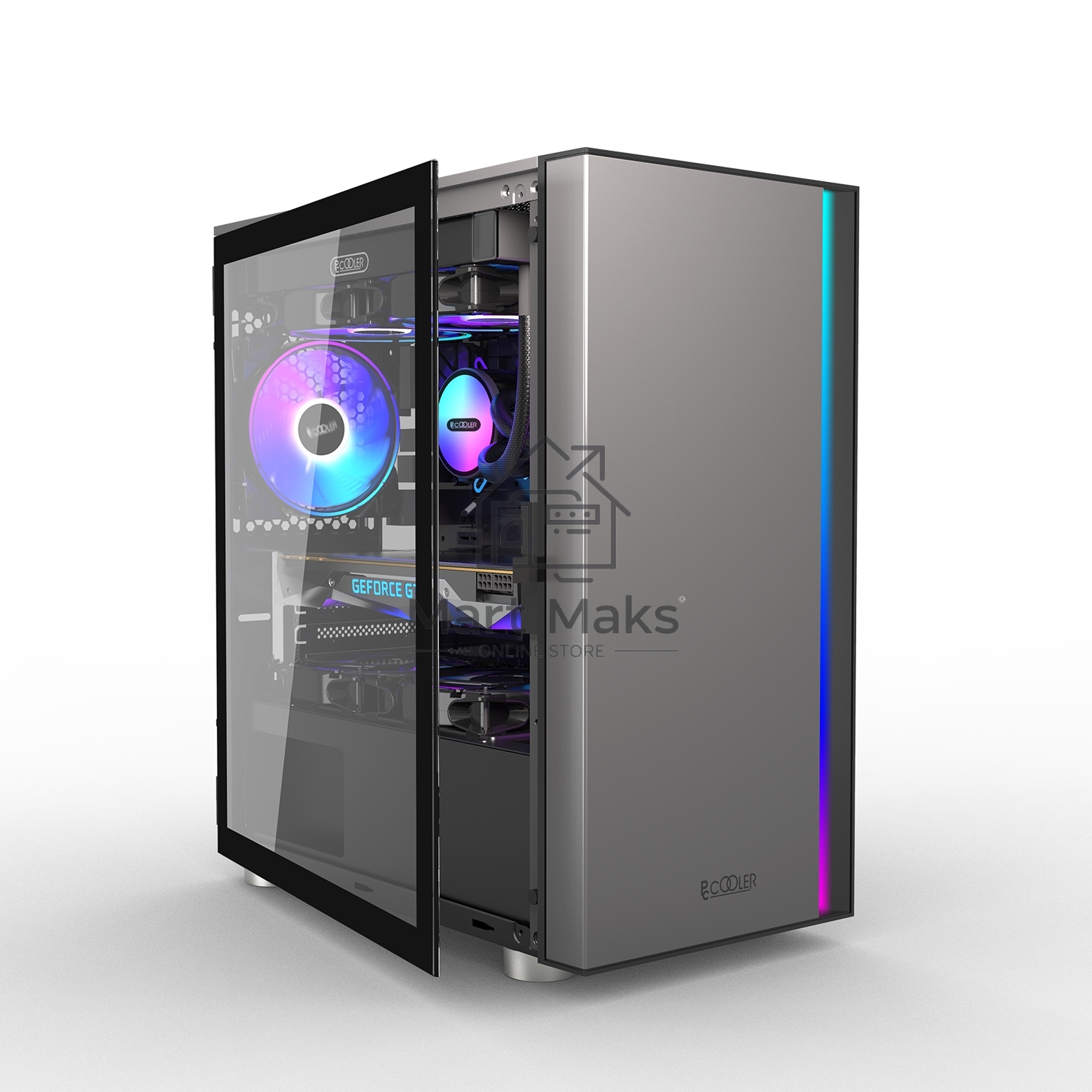 Компьютерный корпус без блока питания PCCOOLER LM300 ARGB BK, Flat Mid Tower, Black, TG, 0.45 SPCC, 1x120mm mATX, mITX 170/330/150mm 2x2.5
