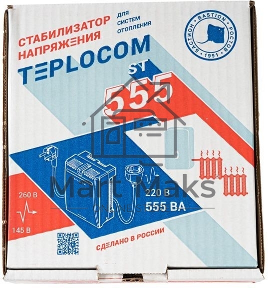 Стабилизатор напряжения TEPLOCOM ST-555 1ф 555В.А 145-275В Бастион 555