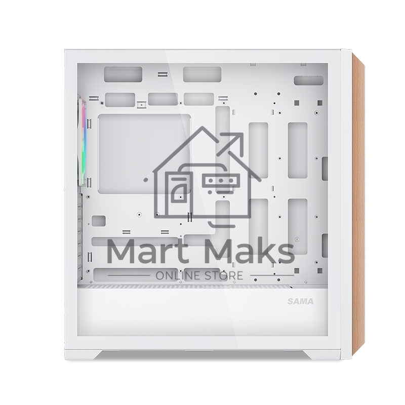 Компьютерный корпус без блока питания SAMA Z60 белый, Midi-Tower, TG, 4x140мм ARGb, 2xUSB 3.0 + 1xUSB 3.1 Type-C, E-ATX, ATX, mATX, mITX белый