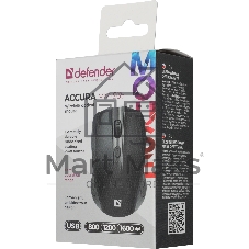 Мышь беспроводная Defender Accura MM-935 черный, 1600 dpi, радиоканал, USB, кнопки - 4