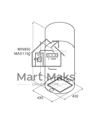 Вытяжка Jet Air, Декоративный дизайн, 43 см, 290 Вт, кнопочное управление, 1200 куб. м., черная
