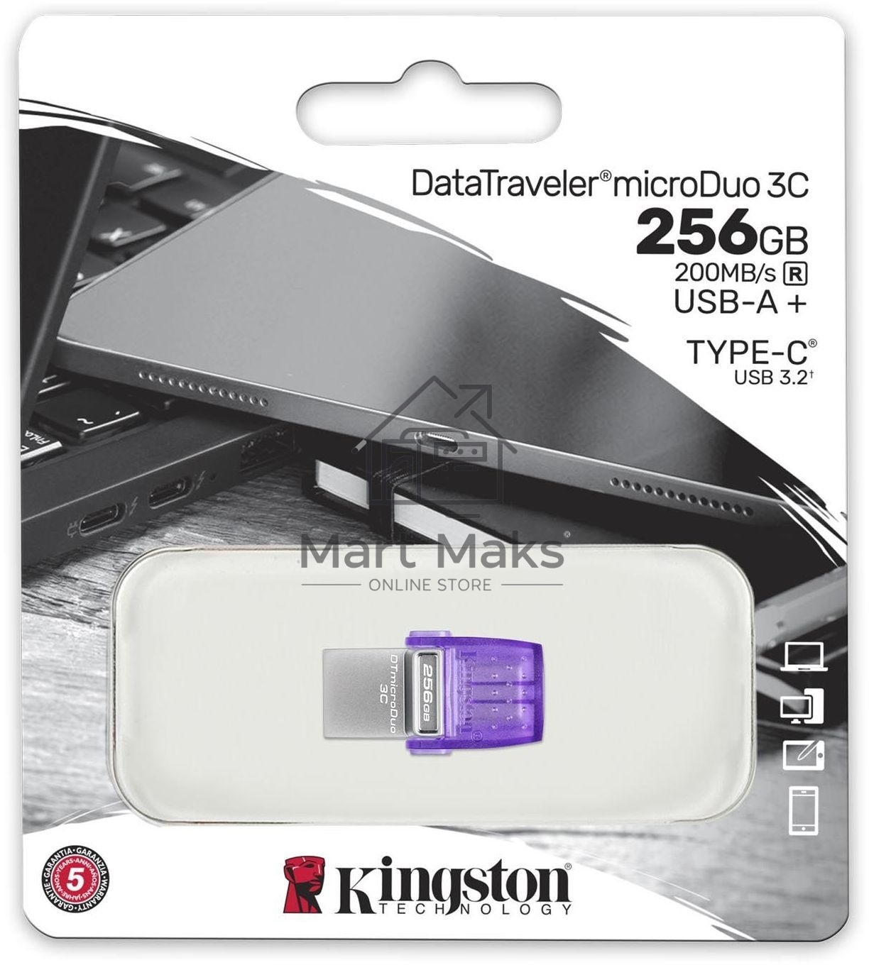 Флешка USB R/W Kingston USB3.2 256GB DTDUO3CG3/256GB