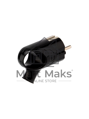 Вилка Евро Rexant угловая с з/к 16А с кольцом черная