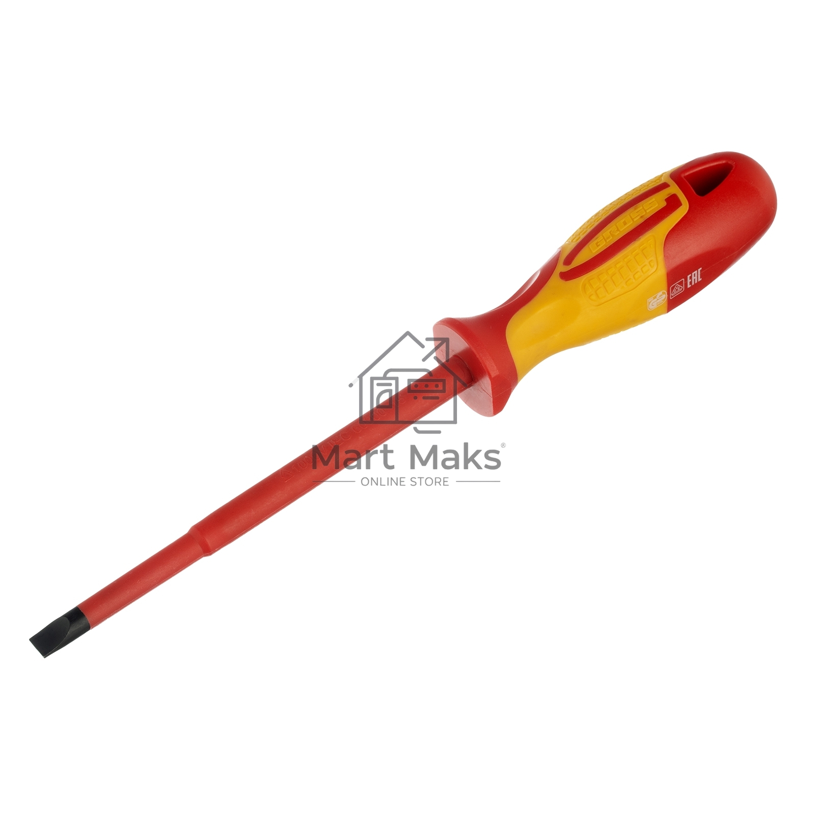 Отвертка GROSS 12945диэлектрическая sl8х150мм crmo до 1000в двухкомпонентная рукоятка