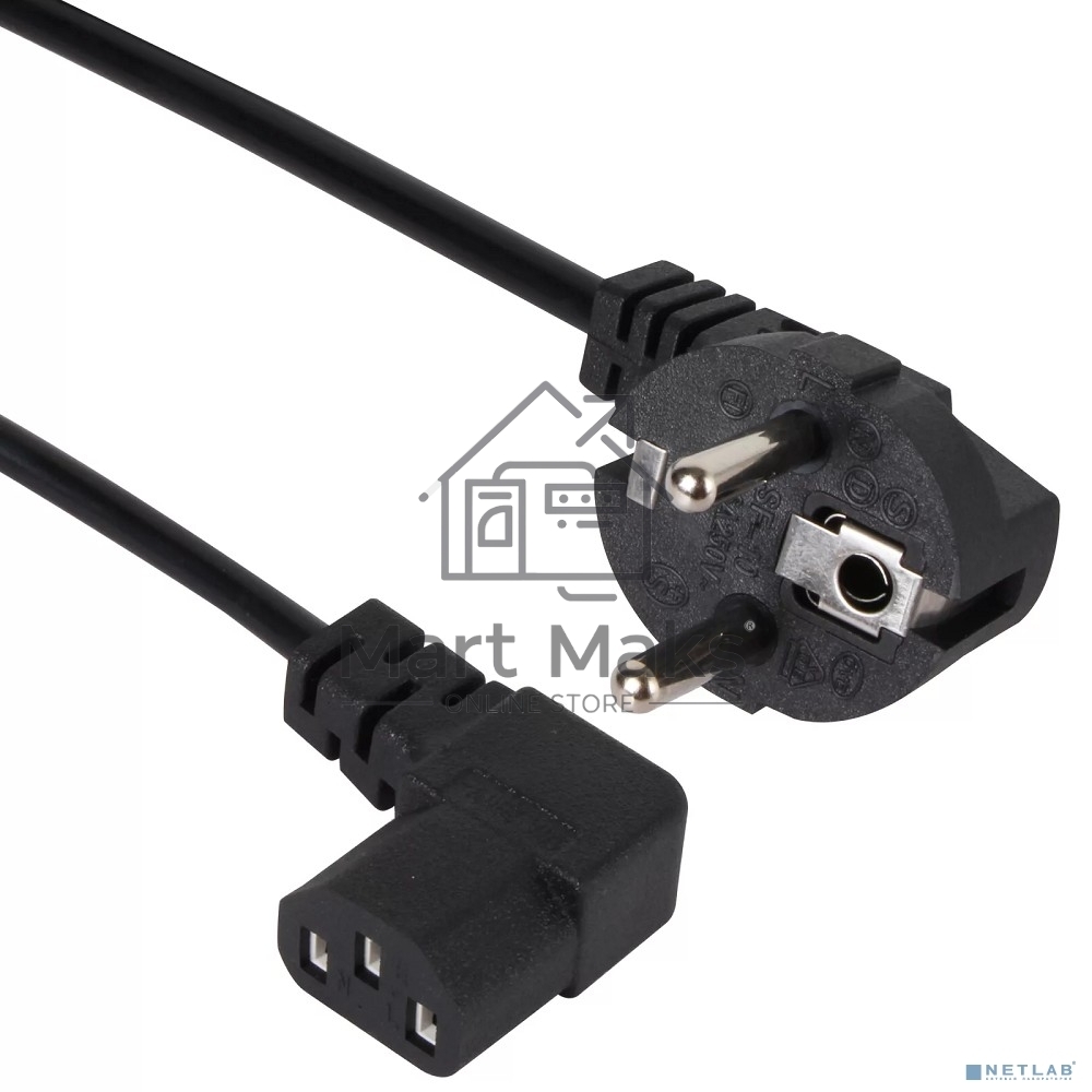 Кабель комп - розетка AOpen ACE021R-3M 220V EU (угол-угол) 3m