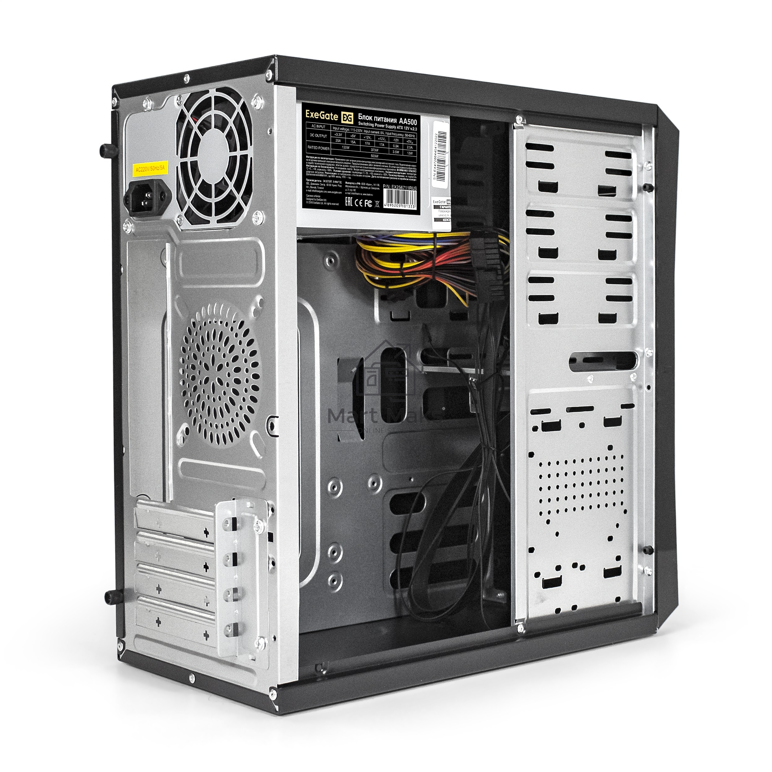 Компьютерный корпус Exegate EX284031RUS Minitower BA-203U Black, mATX, <AA500, 80mm>, 2*USB+1*USB3.0, Audio