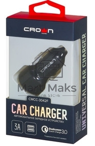 Автомобильное универсальное зарядное устройство Crown CMCC-004