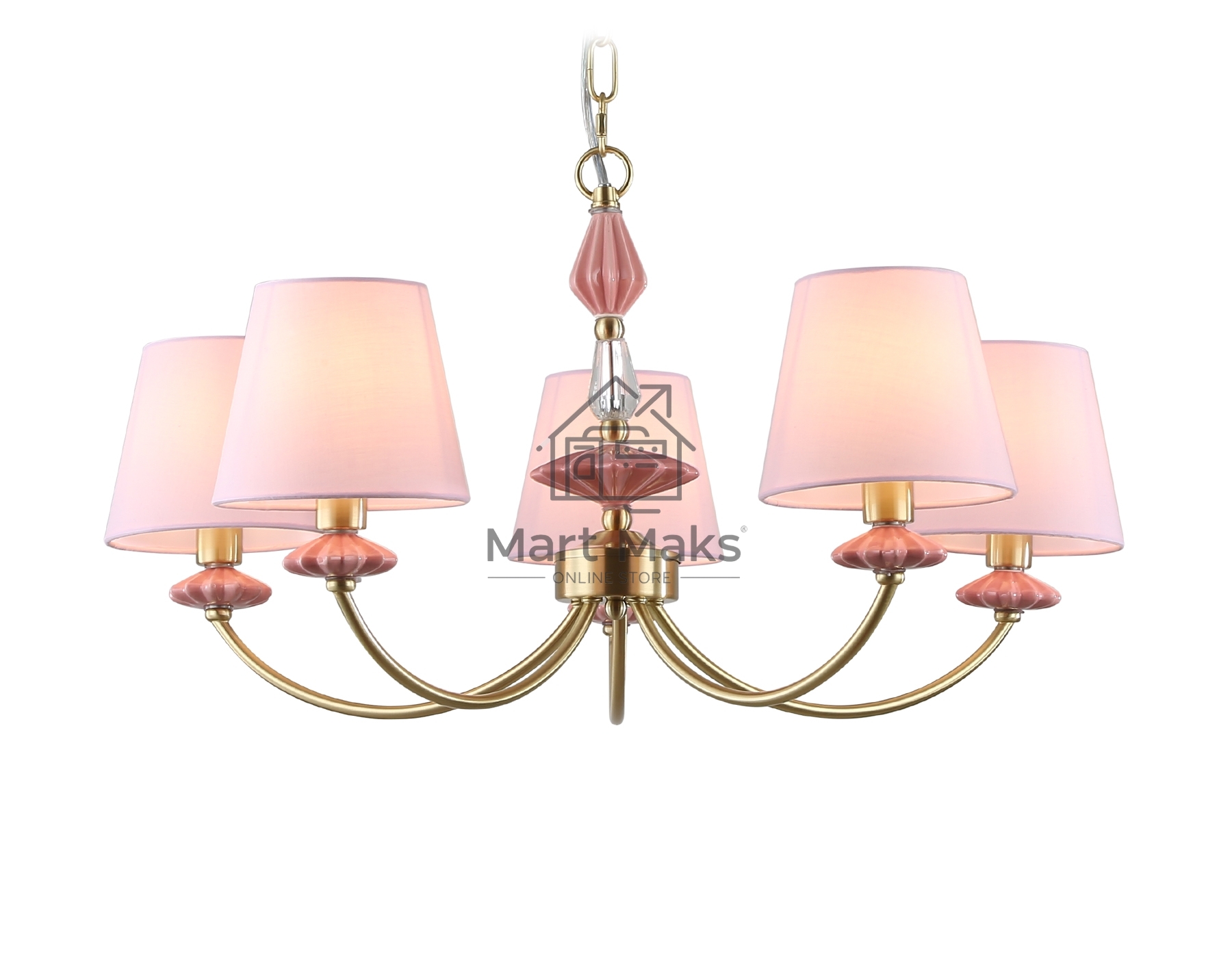 Люстра Ambrella light LH75024/5 GD/PI золото/розовый E14/5 max 40W D700*780