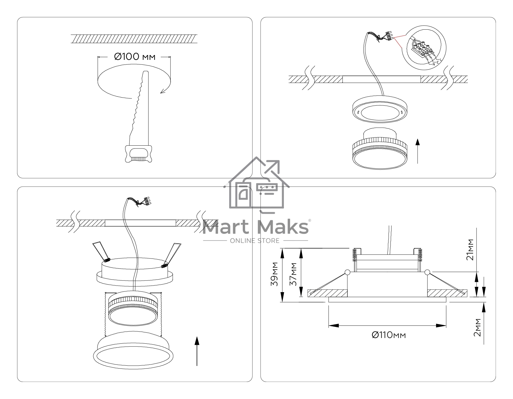 Светильник Ambrella light TN51822 WH белый GX53 max 15W D110*39