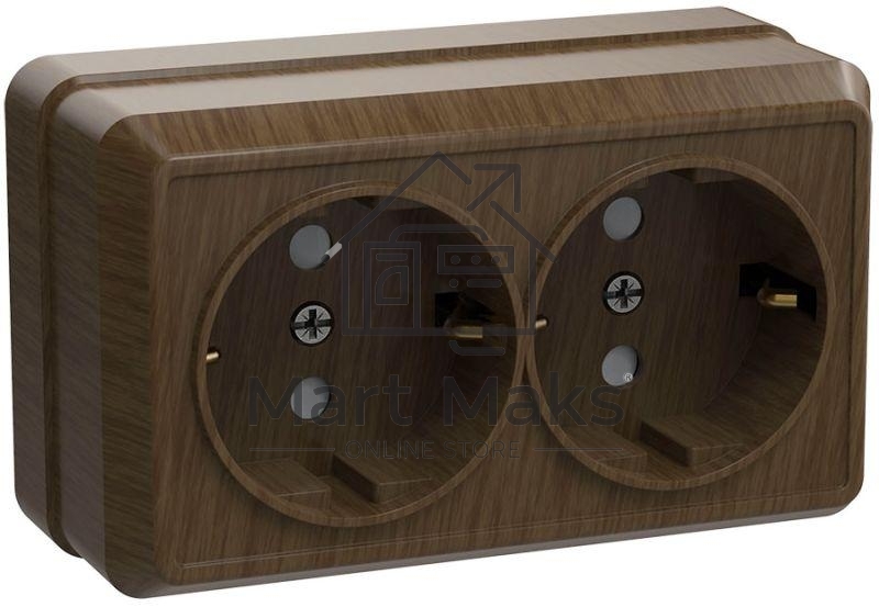 Розетка 2-м ОП Октава 16А РС22-3-ОД с заземл. дуб ИЭК ERO21-K04-16-DC