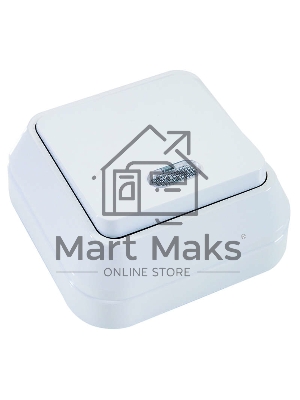 Выключатель проходной 1-кл. ОП 10А IP20 с подсветкой белый Makel 45125