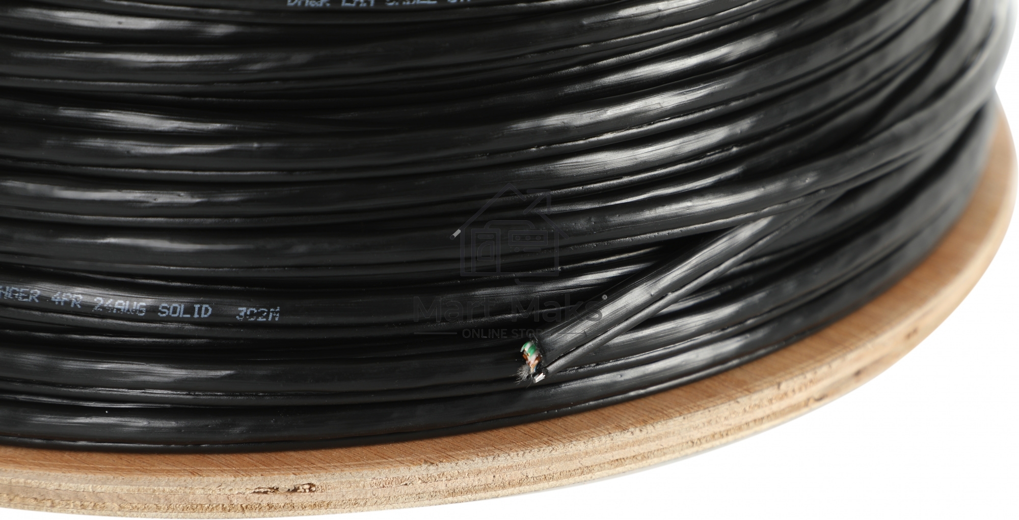 Кабель сетевой Ningbo UTP 4 пары cat5E solid 0.5мм Cu molded 305м серый outdoor стальной трос