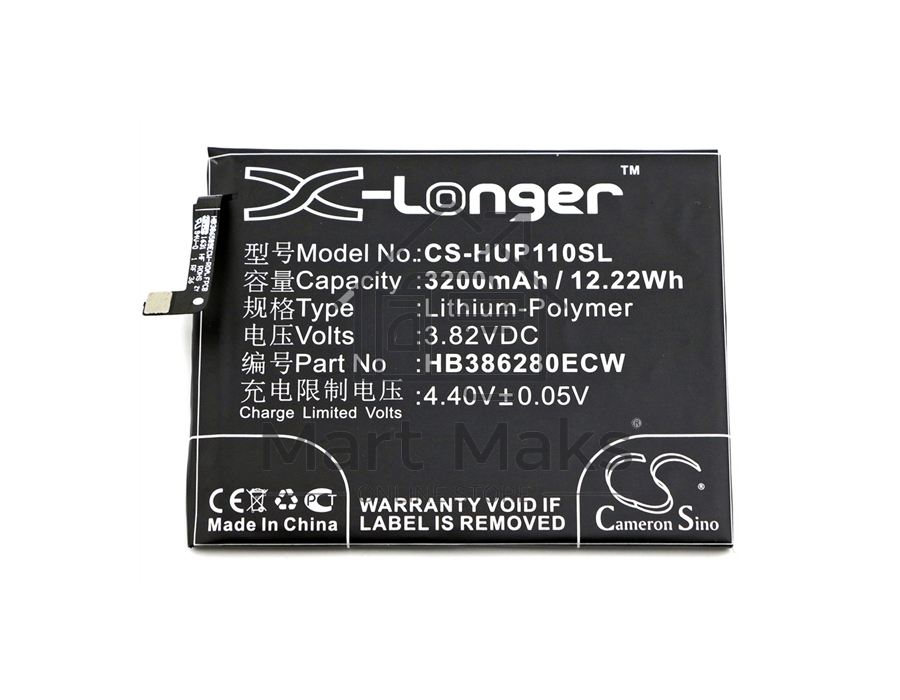 Аккумулятор CameronSino CS-HUP110SL HB386280ECW для Huawei Honor 93.82V / 3200mAh / 12.22Wh