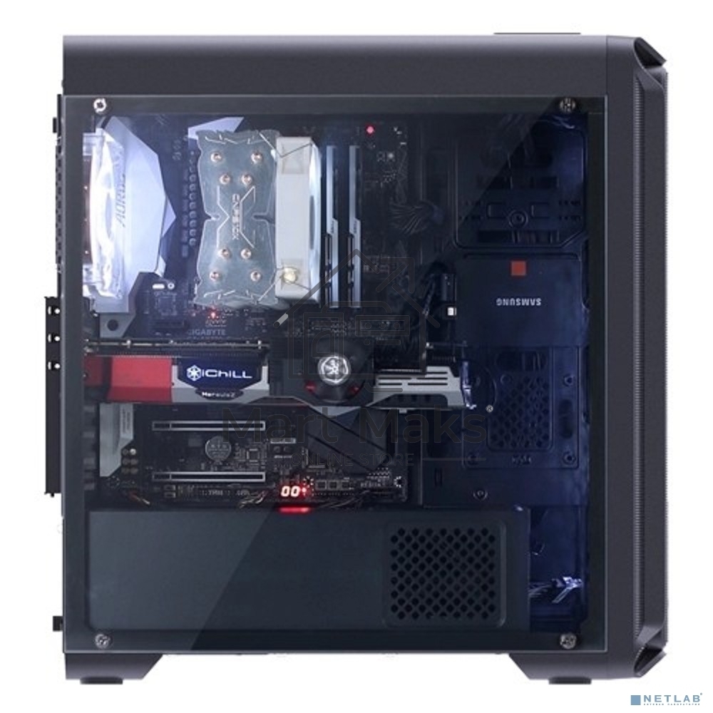 Компьютерный корпус ZALMAN I3, без БП, большое боковое окно, черный,ATX