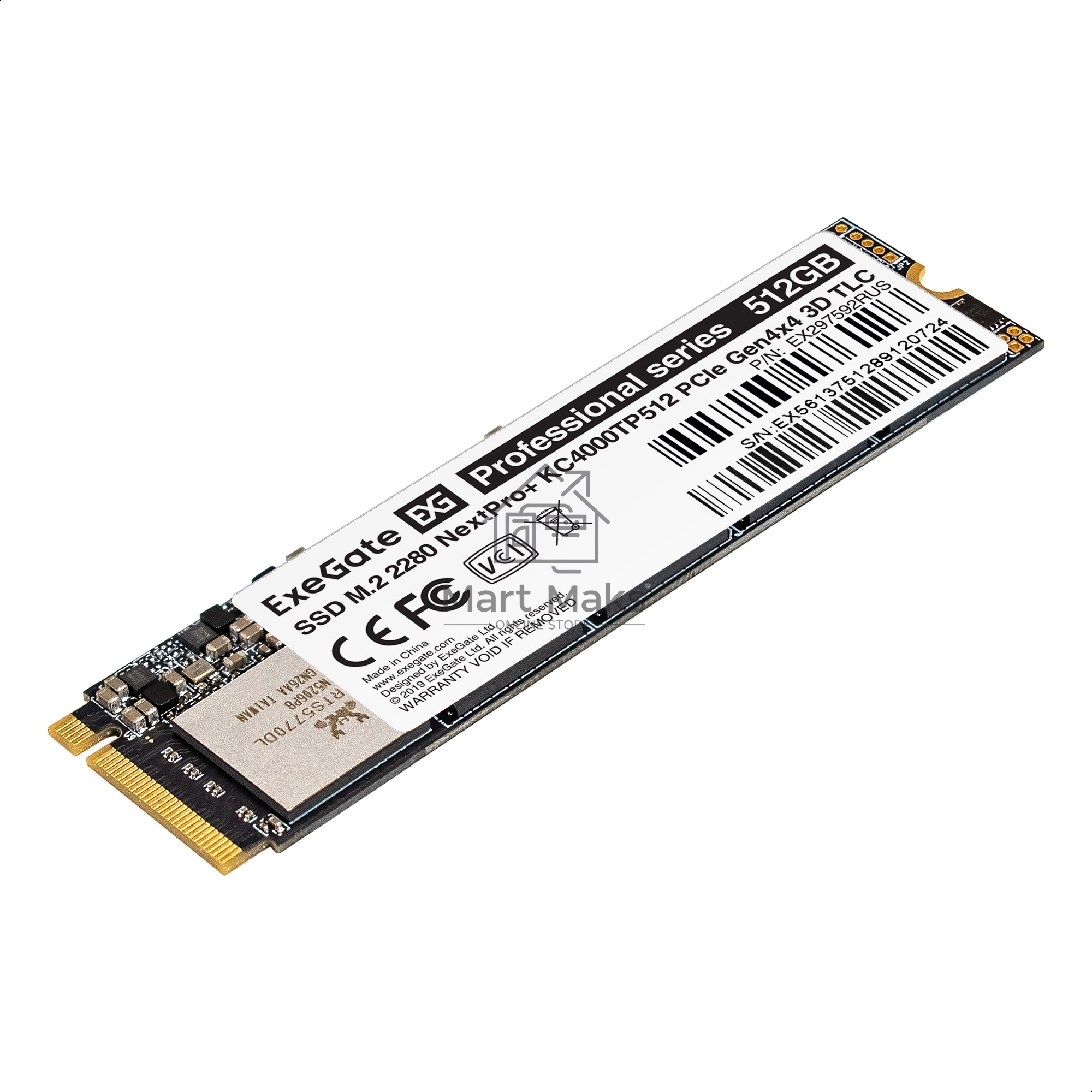 Накопитель SSD ExeGate NextPro+ KC4000TP512, 512Gb, M.2 2280, PCIe 4.0 x4, NVMe, R/W 5000/3600