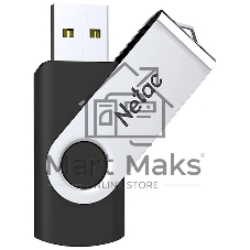 Флешка USB Netac U505 (NT03U505N-004G-20BK), 4Gb, USB 2.0, R/W 70/30, черный/серебристый