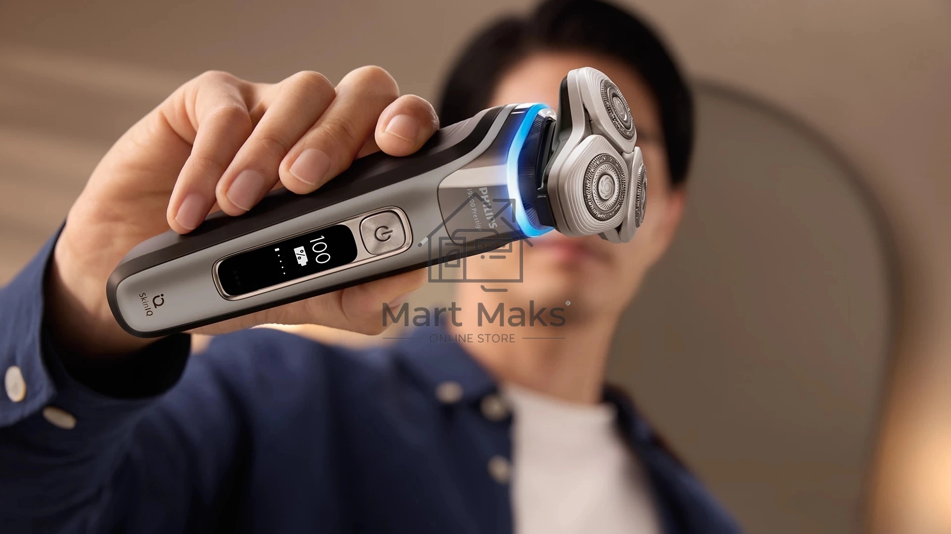 Бритва электрическая роторная Philips i9000 Prestige XP9202/10 реж.эл.:3 питан.:аккум. серебристый/черный