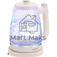 Чайник электрический Vitek VT-WK1072 1.7л. 1800Вт слоновая кость корпус: стекло