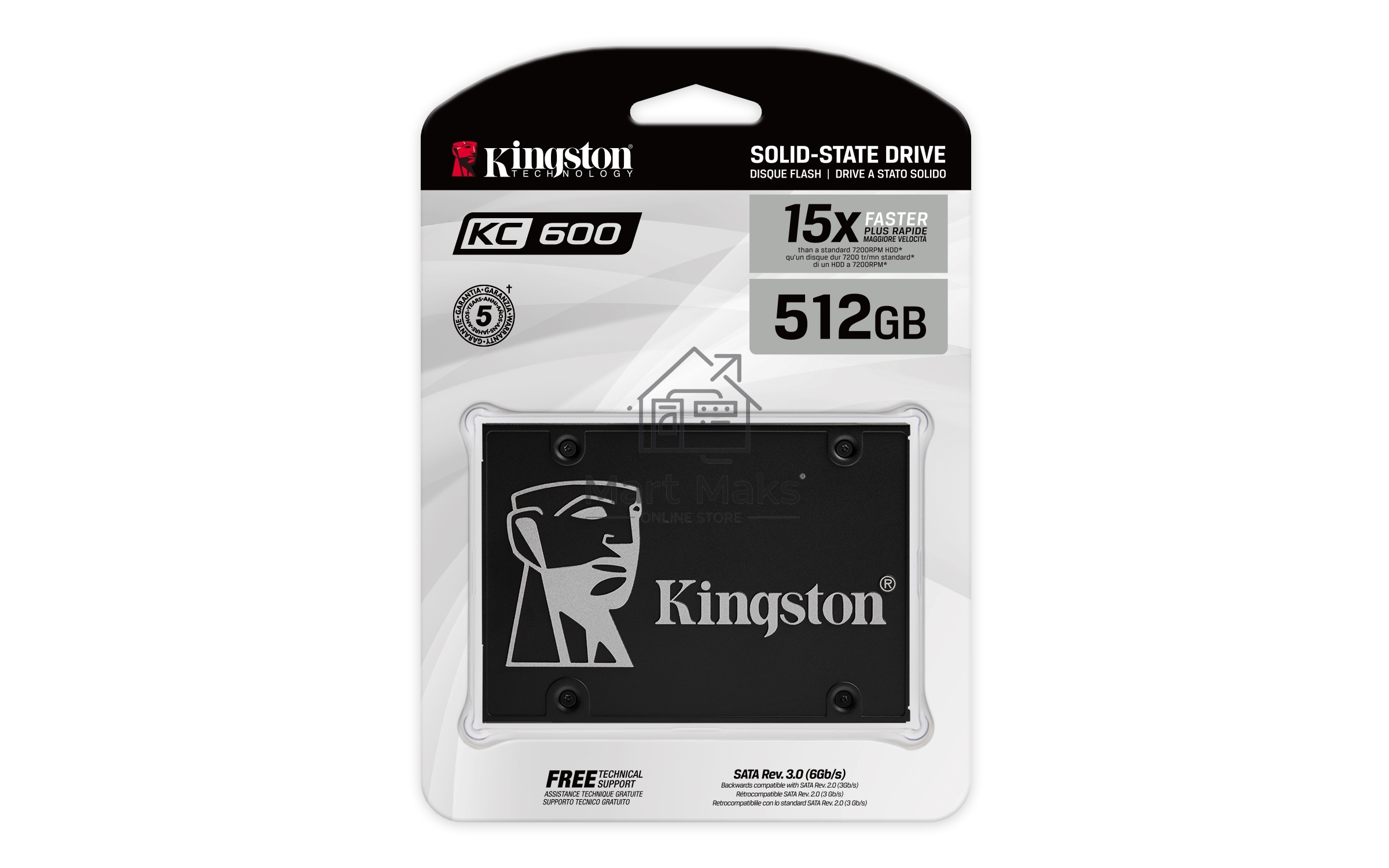 Накопитель SSD Kingston KC600, 512GB, 2.5