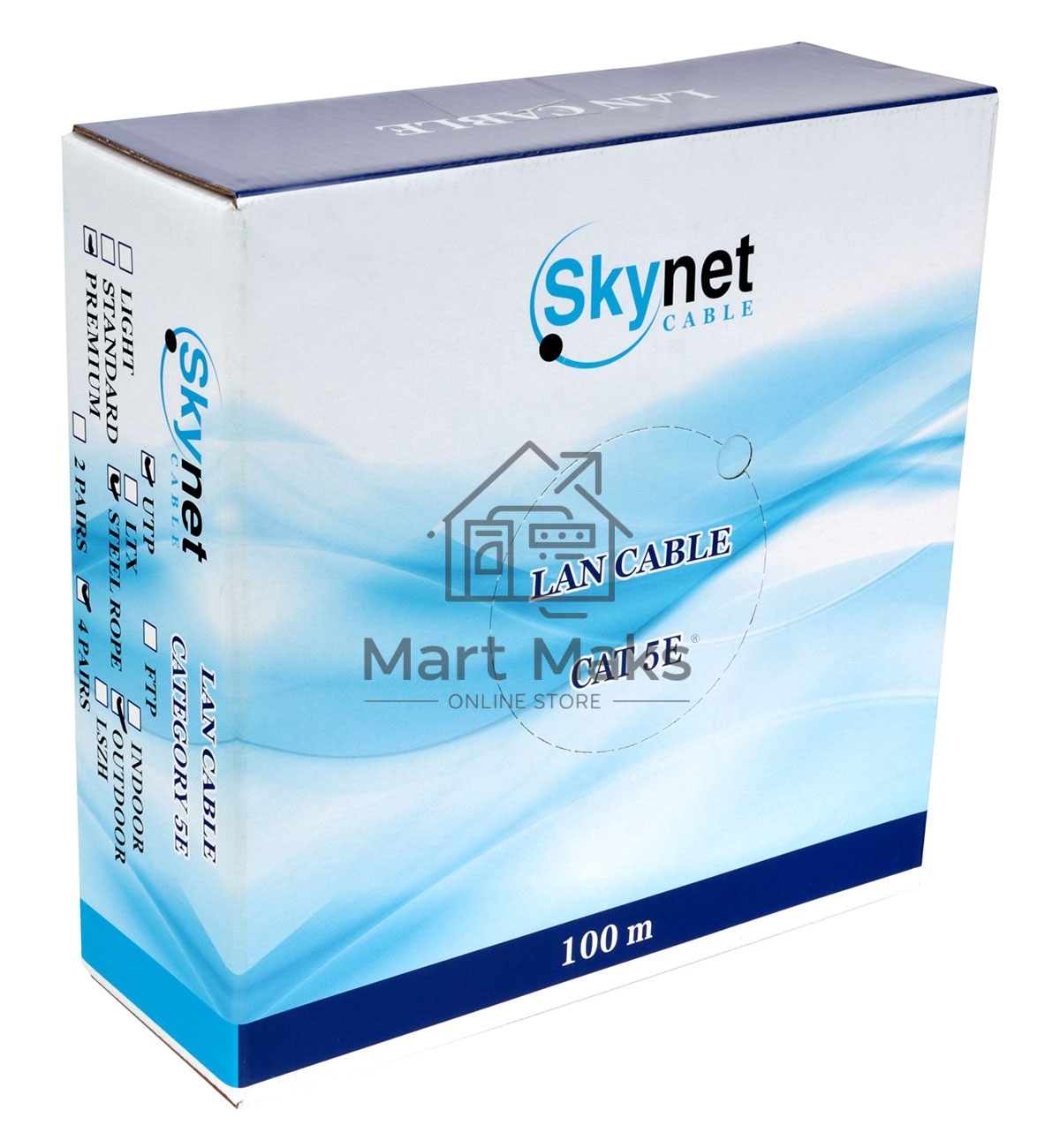 Кабель SkyNet Premium UTP outdoor 4x2x0,51 на тросу, медный, FLUKE TEST, кат.5e, однож., 100 м, box, черный