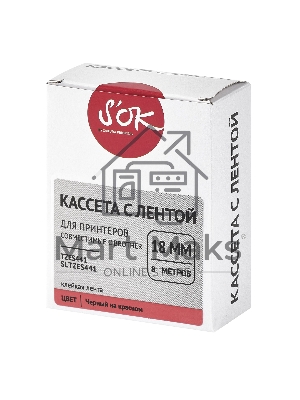 Кассета с лентой S'OK by Sakura Printing TZES441 для Brother, черный на красном, 18мм/8м, наклейка