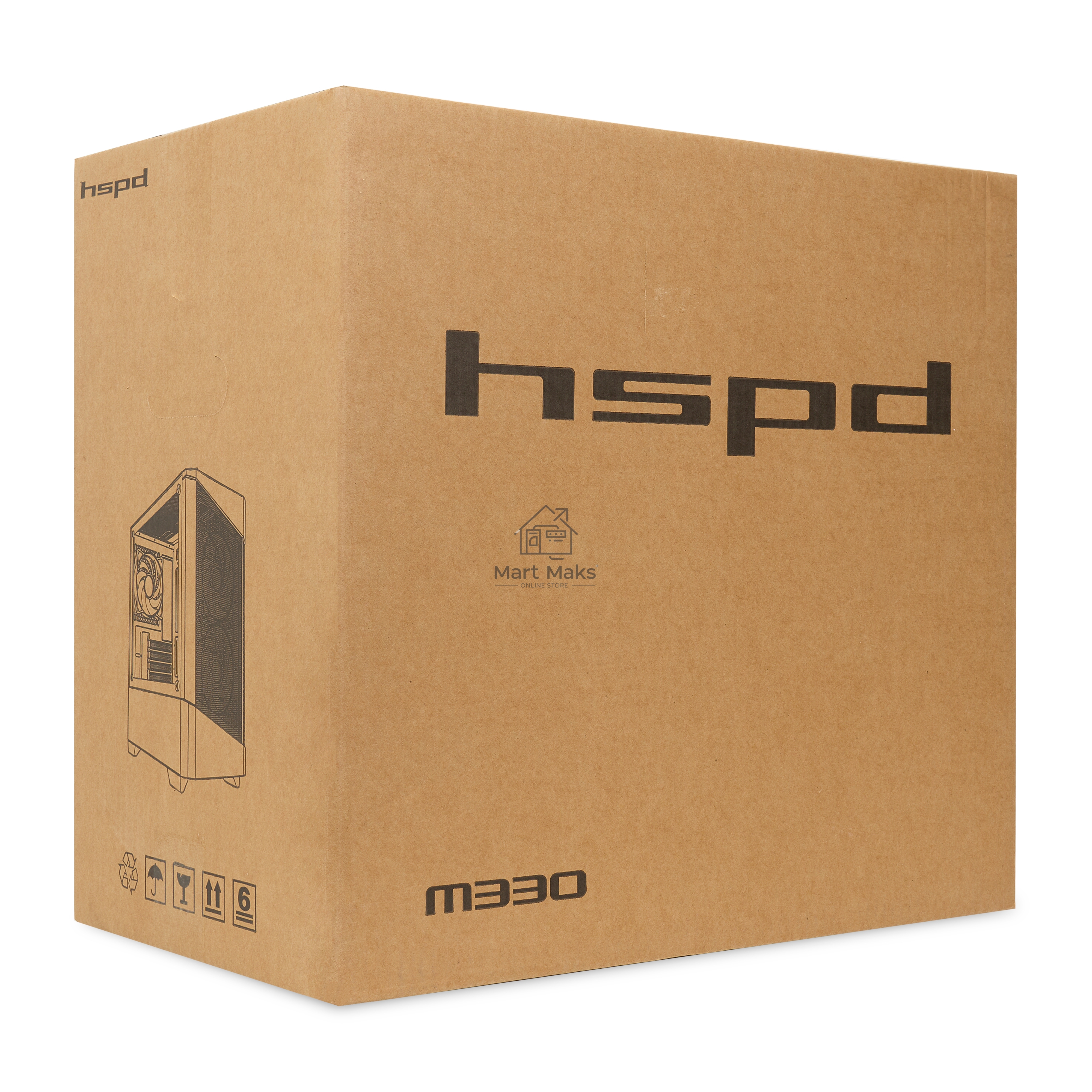 Компьютерный корпус  HSPD M330, Mesh Mini-tower, черный, TG, 0.6 SPCC, 3x120mm ARGB mATX, mITX 175/330/160mm 2x2.5