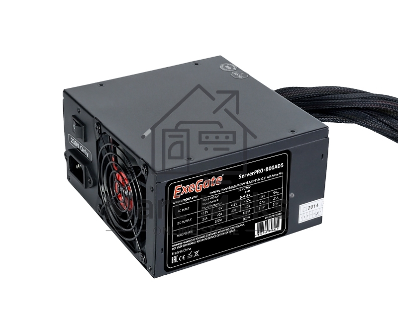 Блок питания Exegate ServerPRO-800ADS (EX235013RUS), 800Вт, 2х80мм, черный