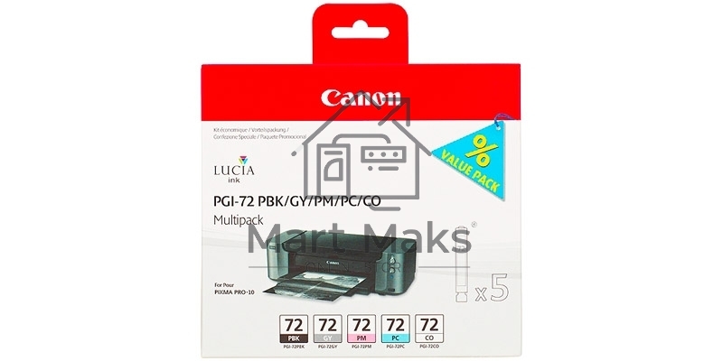 Картридж струйный Canon PGI-72 PBK/GY/PM/PC/CO Multi Pack (510 стр. 5 шт по 14 мл) для Canon PIXMA PRO-10, PRO-10S