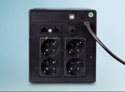 Источник бесперебойного питания PowerMan Smart Sine 1000 черный (Pure Sine Wave/LCD Display/USB/Software/RJ11/45)