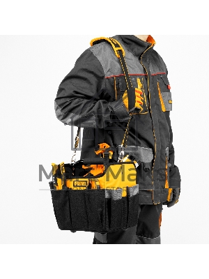 Переноска для инструмента, 260х240х300 мм, 22 кармана, наплечный ремень Denzel