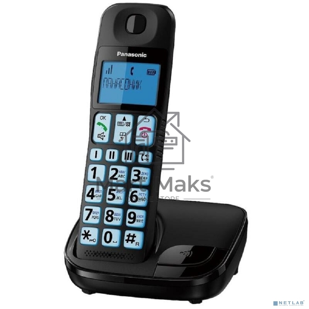 Телефон беспроводной (DECT) Panasonic KX-TGE110RUB черный АОН