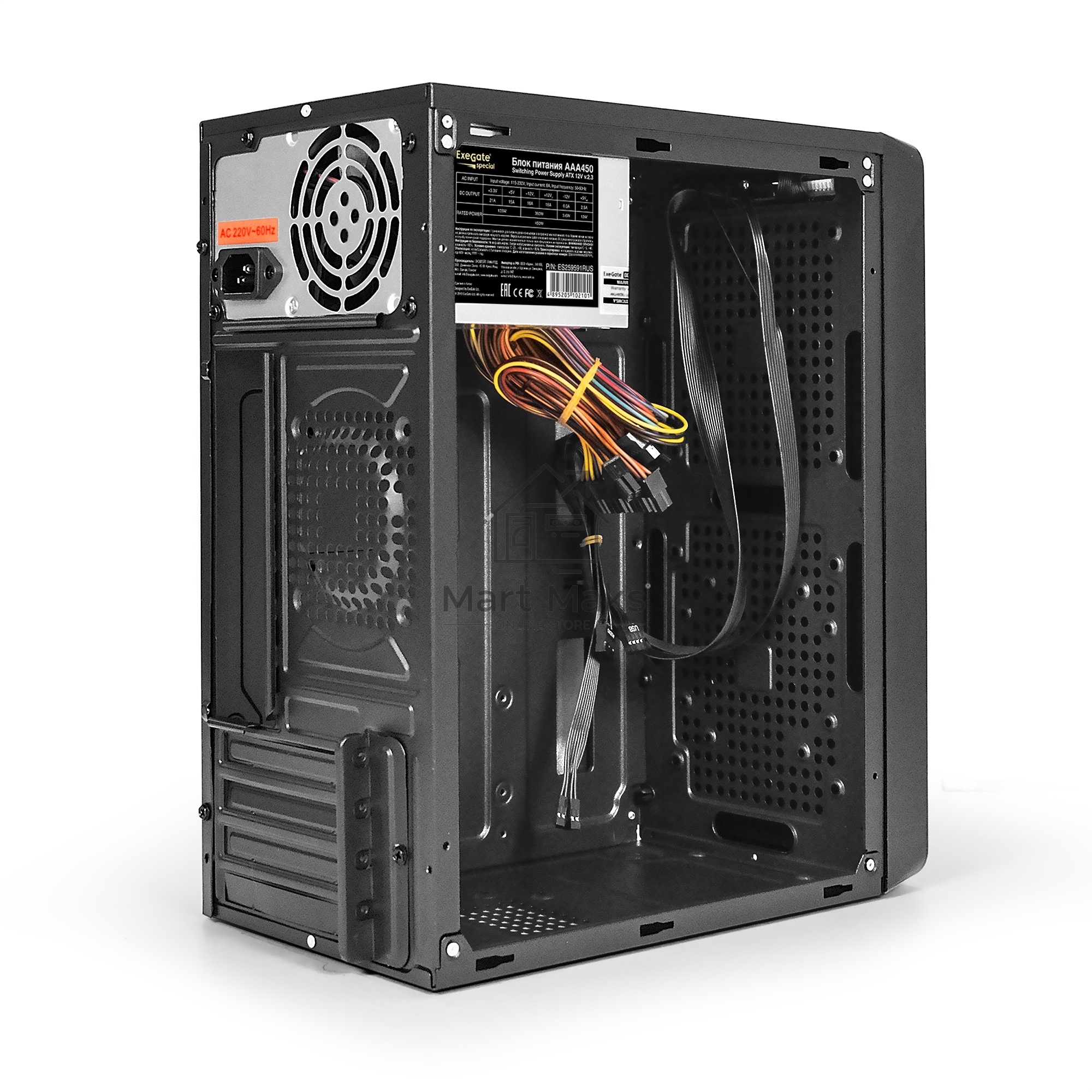 Компьютерный корпус Exegate EX283124RUS  Minitower ExeGate BAA-108 Black, mATX, <AAA450, 80mm>, 2*USB, Audio