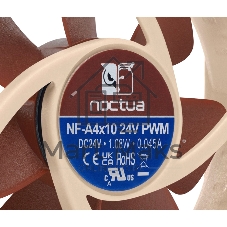 Вентилятор корпусной Noctua NF-A4x10 24V PWM, 40 мм, 5000 об/мин, 17.9 дБ, 4-pin PWM, без подсветки