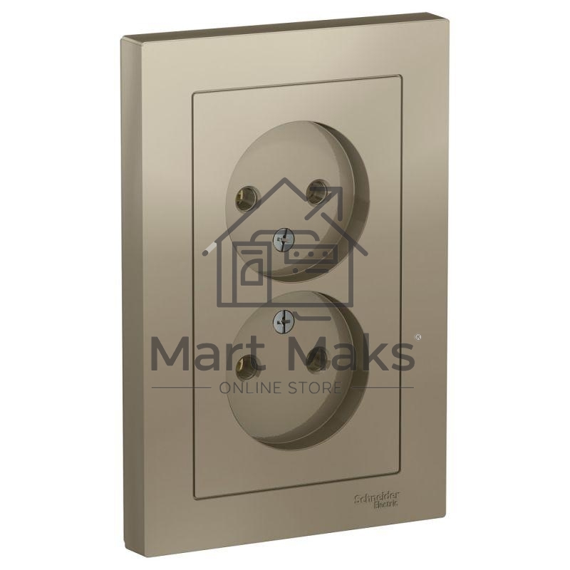 Розетка 2-м ATLAS DESIGN без заземл. 16А в сборе шампань SchE ATN000520