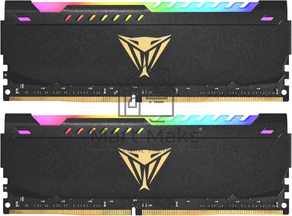 Оперативная память Patriot Viper Steel, DDR4, 32GB (2x16GB), 3200MHz, CL18, DIMM, с радиатором, RGB, черный