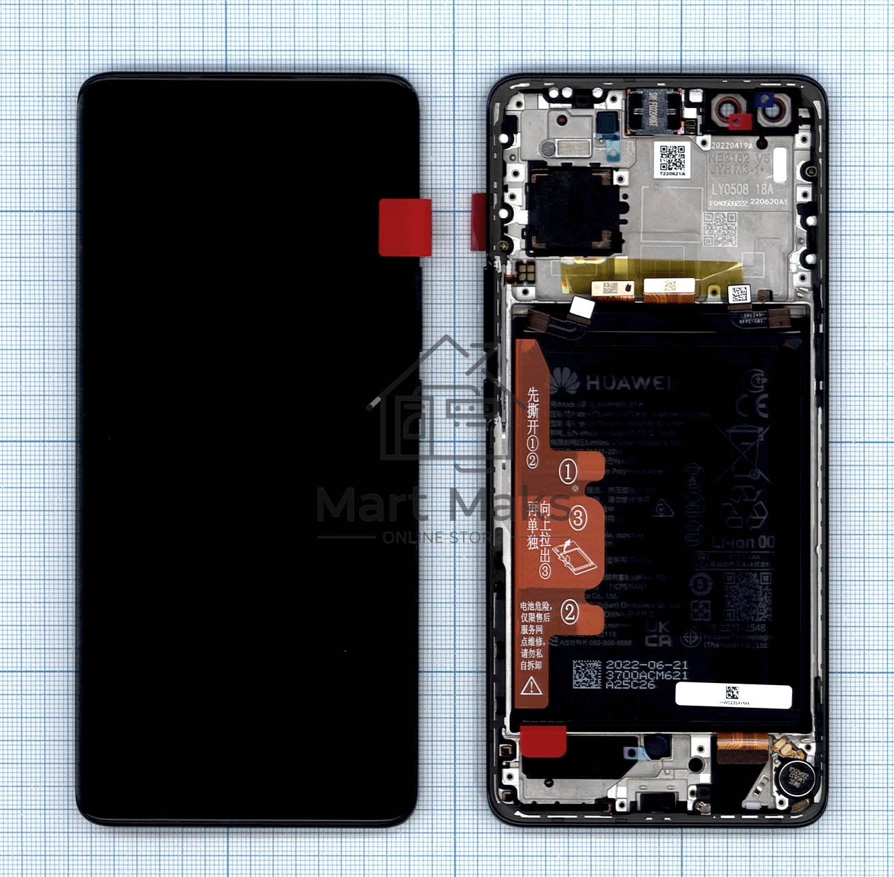 Дисплей для Huawei Nova 10 Pro в сборе с тачскрином, панелью и аккумулятором (02354YMX), черный