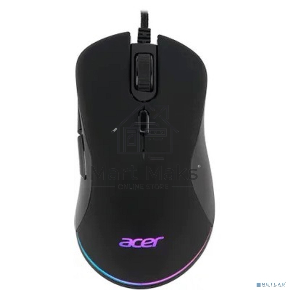 Мышь проводная Acer OMW190 черный, 6400 dpi, USB, кнопки - 6