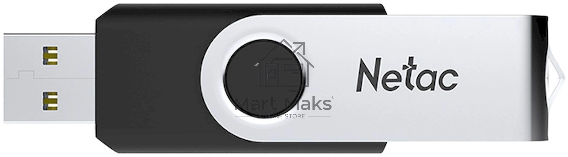 Флешка USB R/W Netac U505, 4ГБ, USB 2.0, черный/серебристый, NT03U505N-004G-20BK