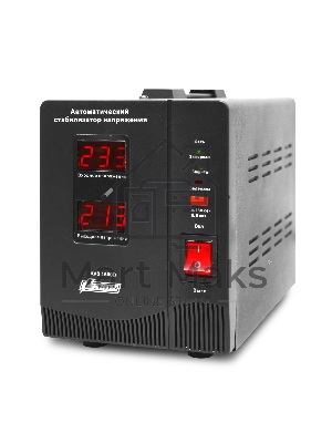 Стабилизатор напряжения Powerman AVS 1500D черный (220В±8% 1500ВА,12А,КПД 98%,циф. индикация вх./вых.)