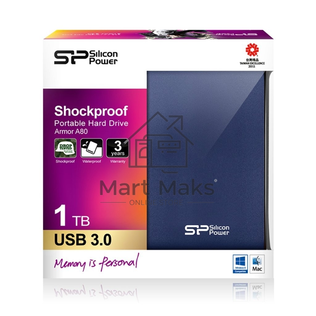 Внешний жесткий диск Silicon Power USB 3.0 1Tb A80 SP010TBPHDA80S3B Armor (5400 об/мин) 2.5